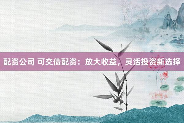 配资公司 可交债配资：放大收益，灵活投资新选择