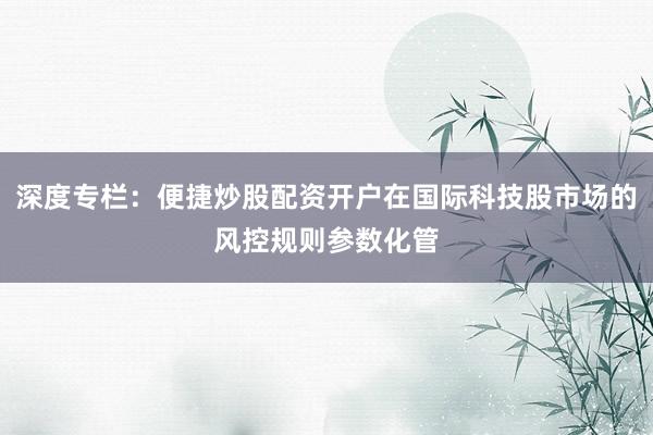 深度专栏：便捷炒股配资开户在国际科技股市场的风控规则参数化管