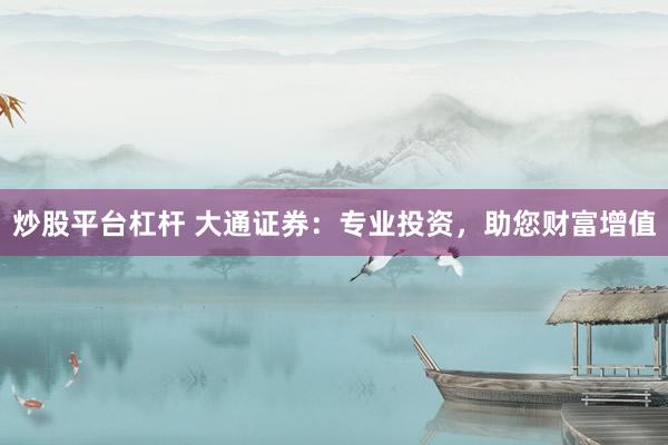 炒股平台杠杆 大通证券：专业投资，助您财富增值