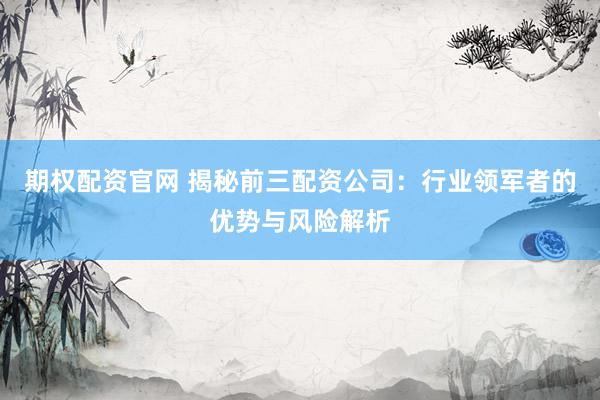 期权配资官网 揭秘前三配资公司：行业领军者的优势与风险解析