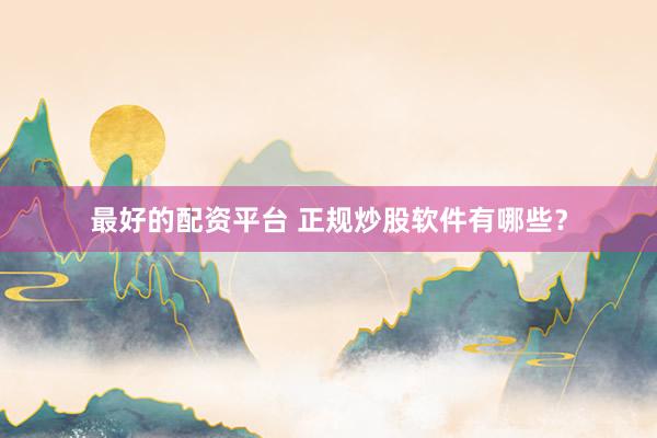 最好的配资平台 正规炒股软件有哪些？